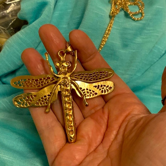 🛍large size blue dragonfly necklace 😃 - Picture 4 of 6